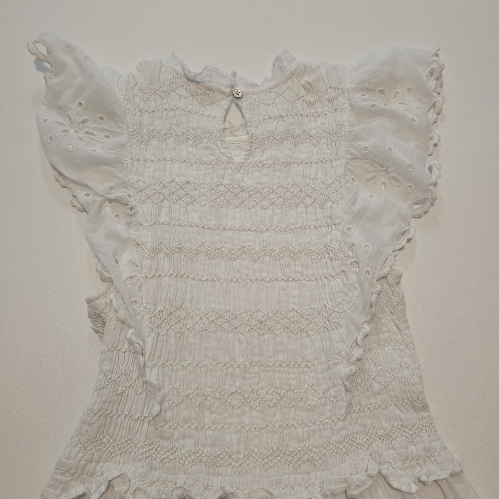 Sea New York Addie Eyelet Dress Off-White A-line Short Sleeves Mock Neck Size L - Picture 10 of 12